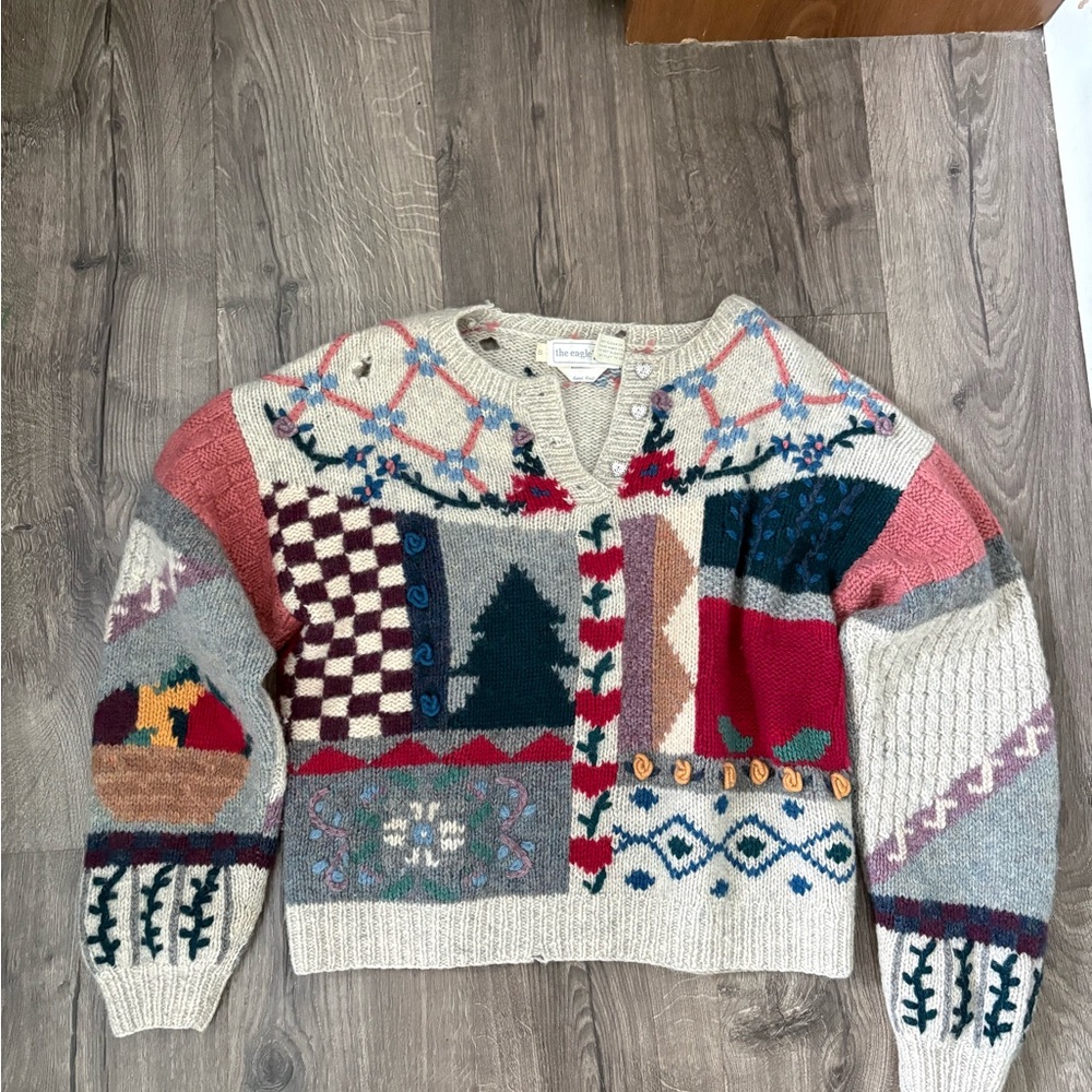Colorful Patchwork Cardigan Sweater
